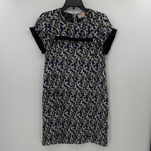 Rungolee Short Sleeve Mini Dress - Cream/Navy/Tan - XS